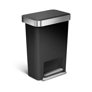 45 litre, rectangular pedal bin with liner pocket