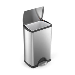 38L rectangular pedal bin - brushed finish - open bin image