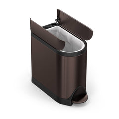 10L butterfly pedal bin - dark bronze finish - lid open