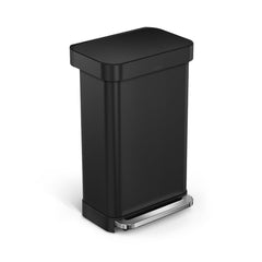 45 litre, rectangular pedal bin with liner pocket