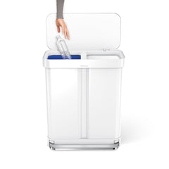 58 litre, rectangular dual compartment pedal bin with liner pocket